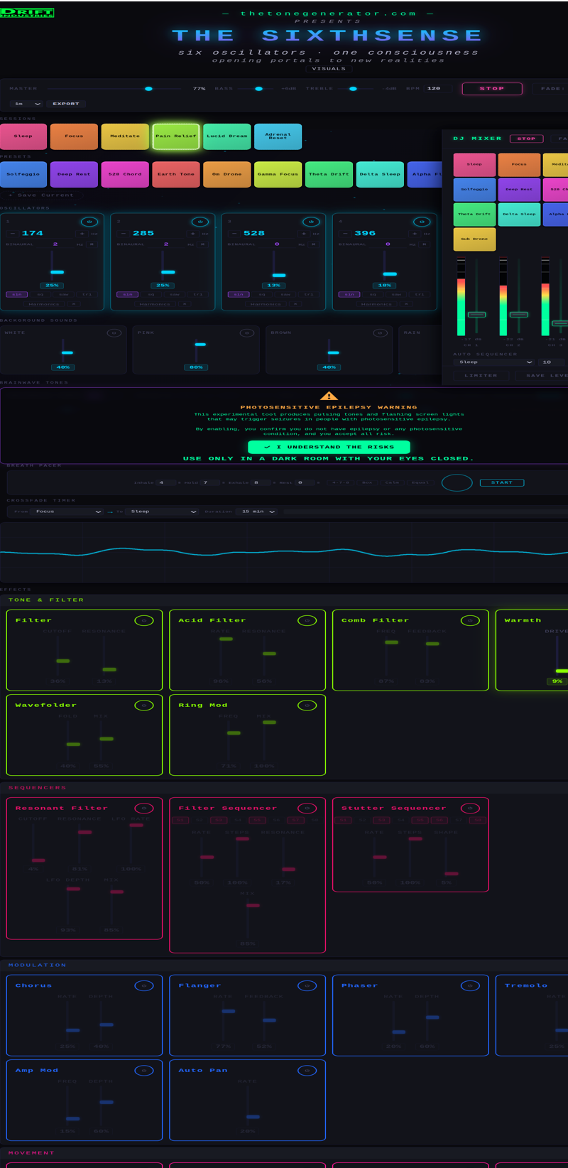 The SixthSense — live frequency DJ and visual performance tool