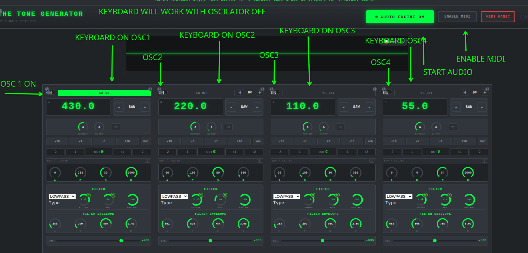 Oscillator layout annotated